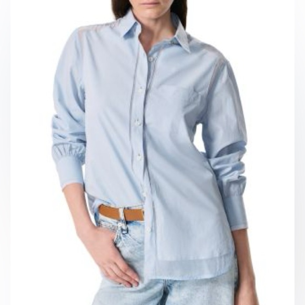rag & bone Maxine Combo Shirt, light blue XS NWT